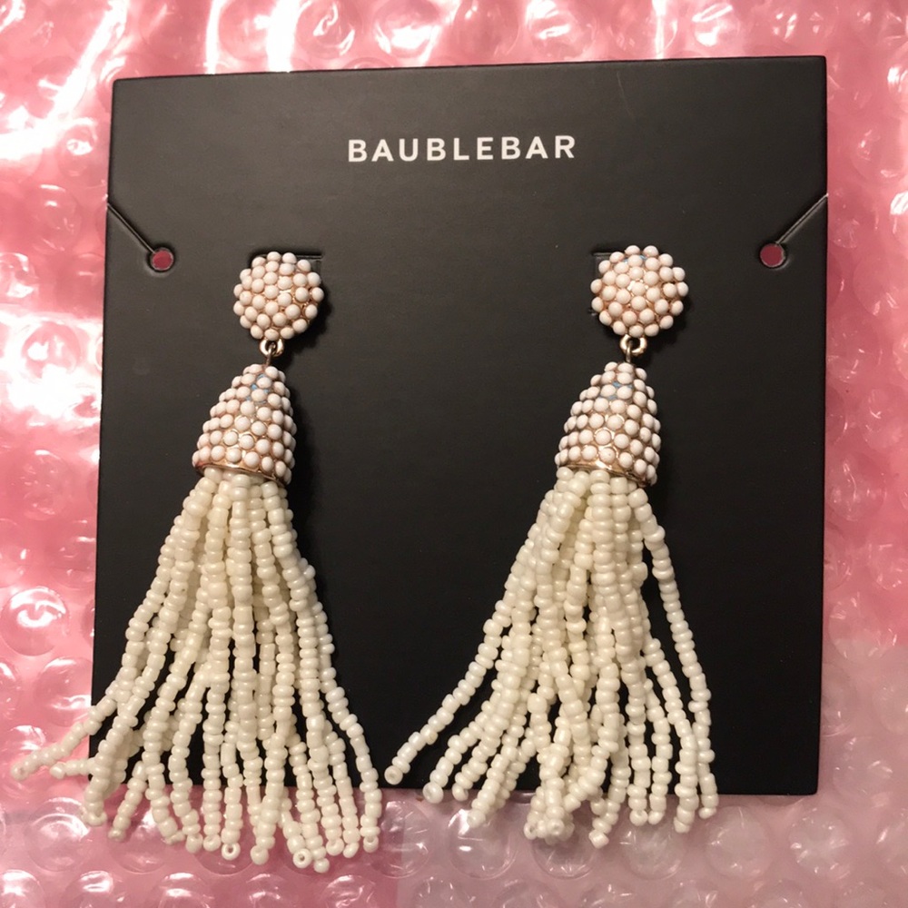 Baublebar White Piñata Tassel Earrings